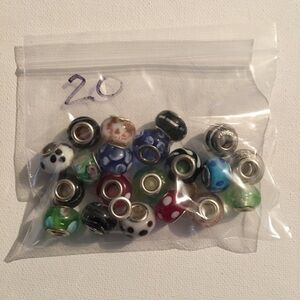 Glass bead charms - mixed colours- 20 pcs